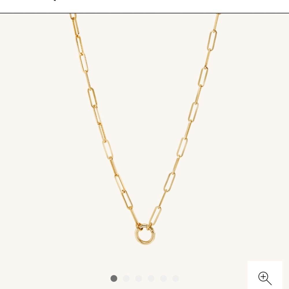 MEJURI 14K Solid Gold Paperclip Chain Charm Necklace 16 inch length